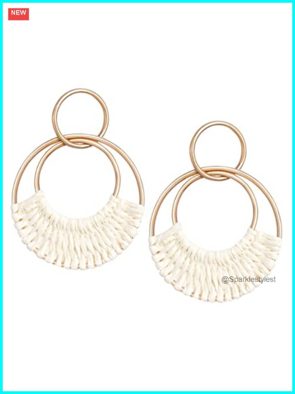 Raffia Hoop Earrings Handmade Straw Wicker Rattan Dangle Statement